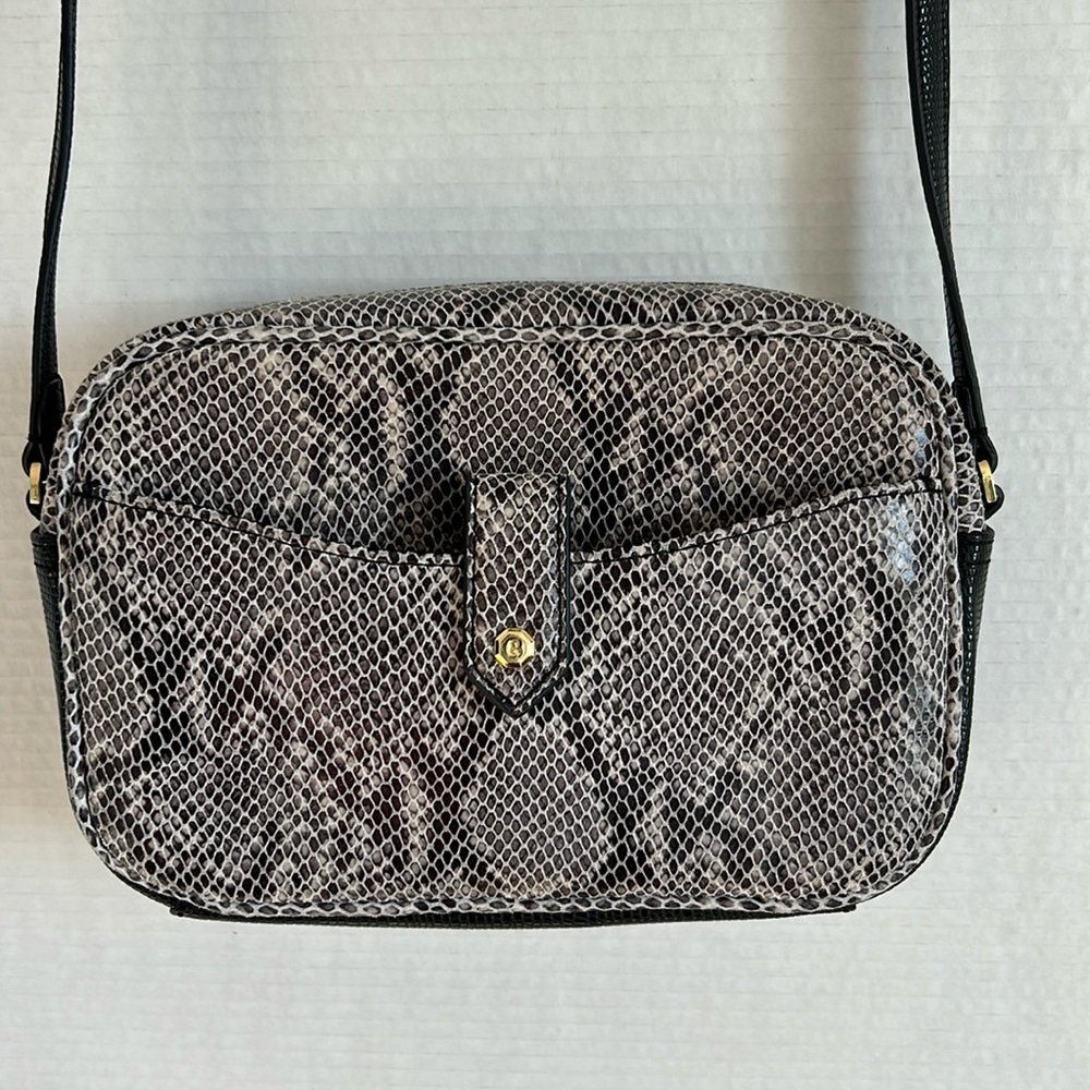 G.I.L.I genuine leather, python print crossbody bag.